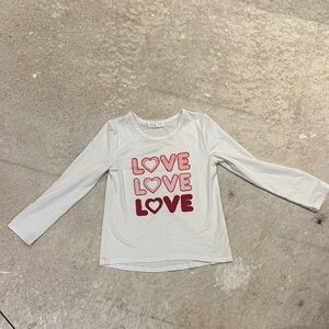 Charming Love Print Long Sleeve Tee - White and Pink